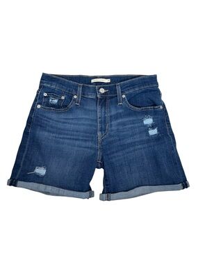 Levi's women's distressed Festival Summer denim mid-length cuffed shorts 29